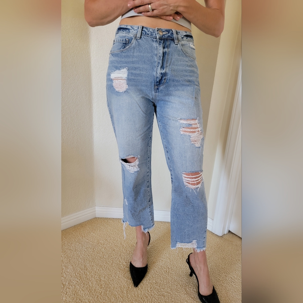 Women's Light Blue Distressed Jeans By Blue Revival, Size 28 - Picture 4 of 4